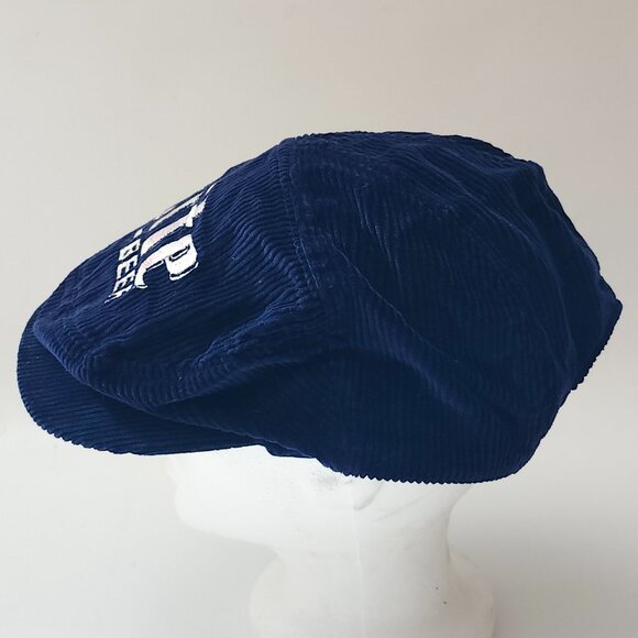 VINTAGE Miller Lite Beer Corduroy Driving Cap Navy Blue Embroidered Logo - Picture 6 of 6